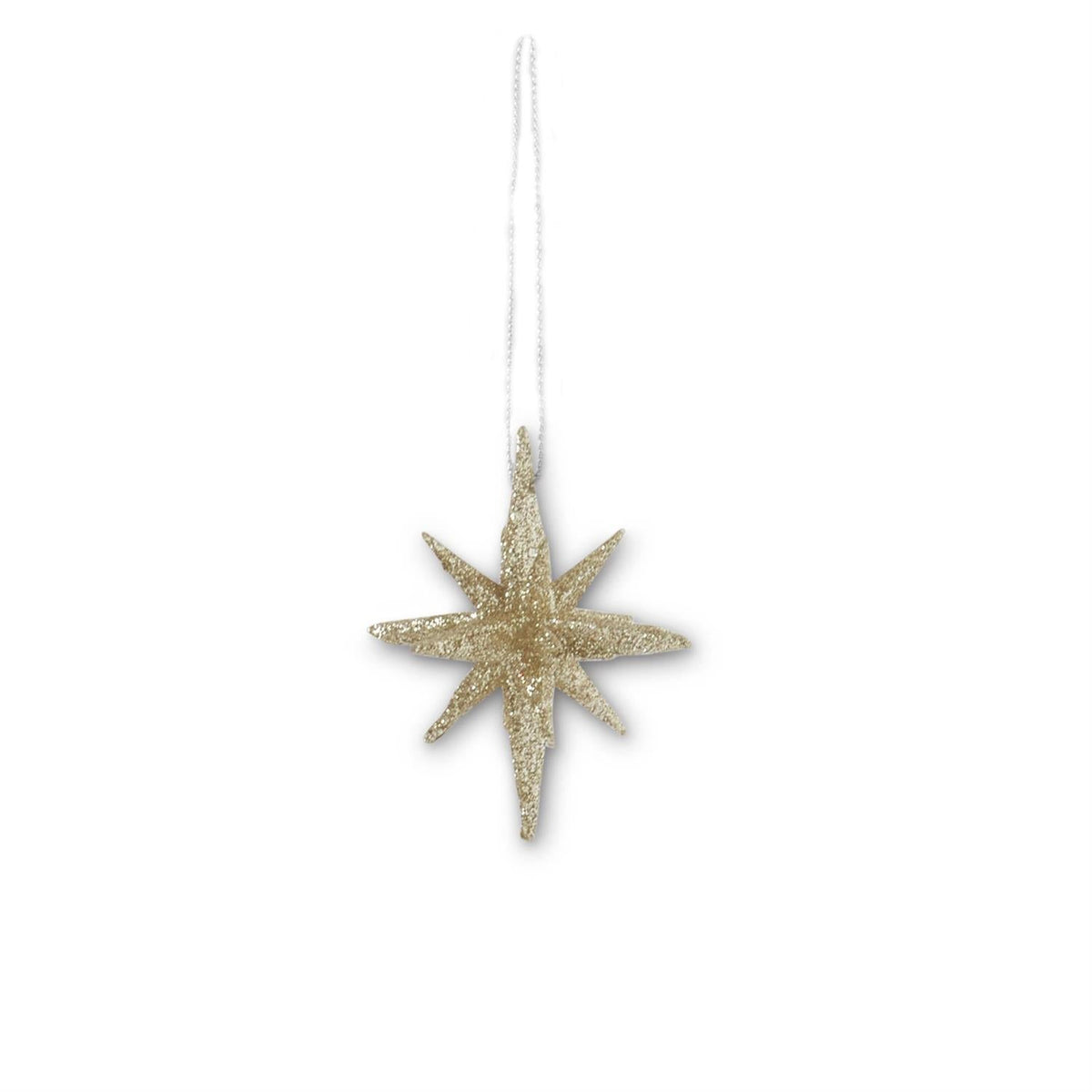 9 Point Champagne Glitter Star Ornament, 2.5"