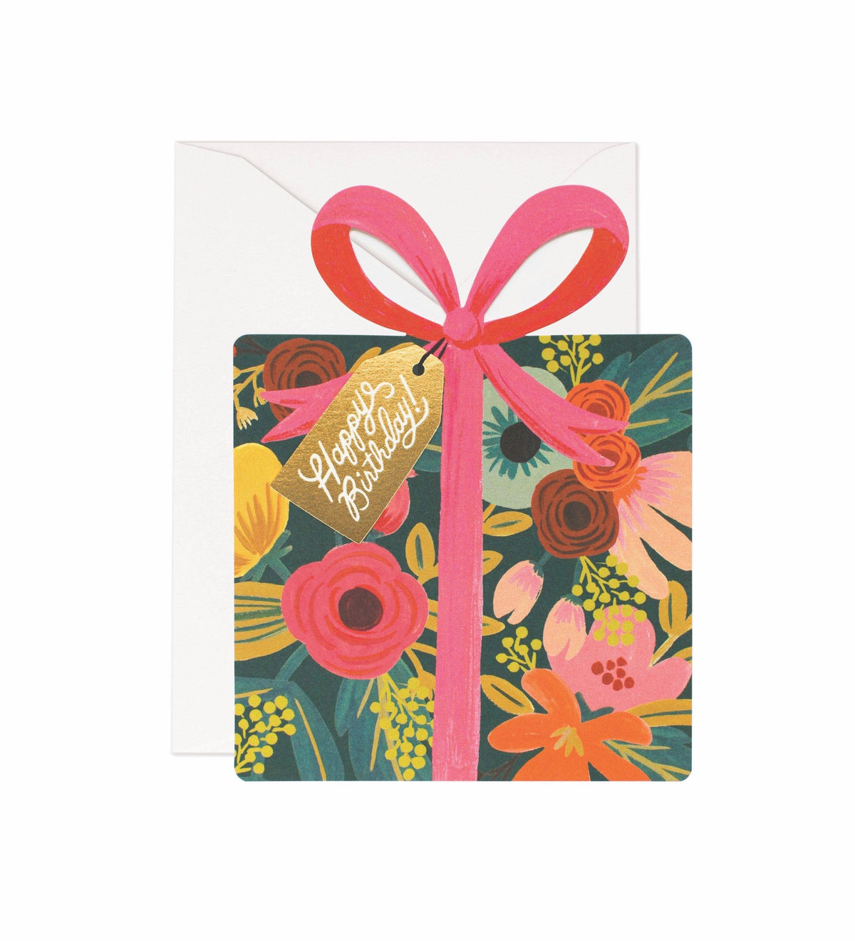 Rifle Paper Co. Birthday Present die-cut flat card, front view