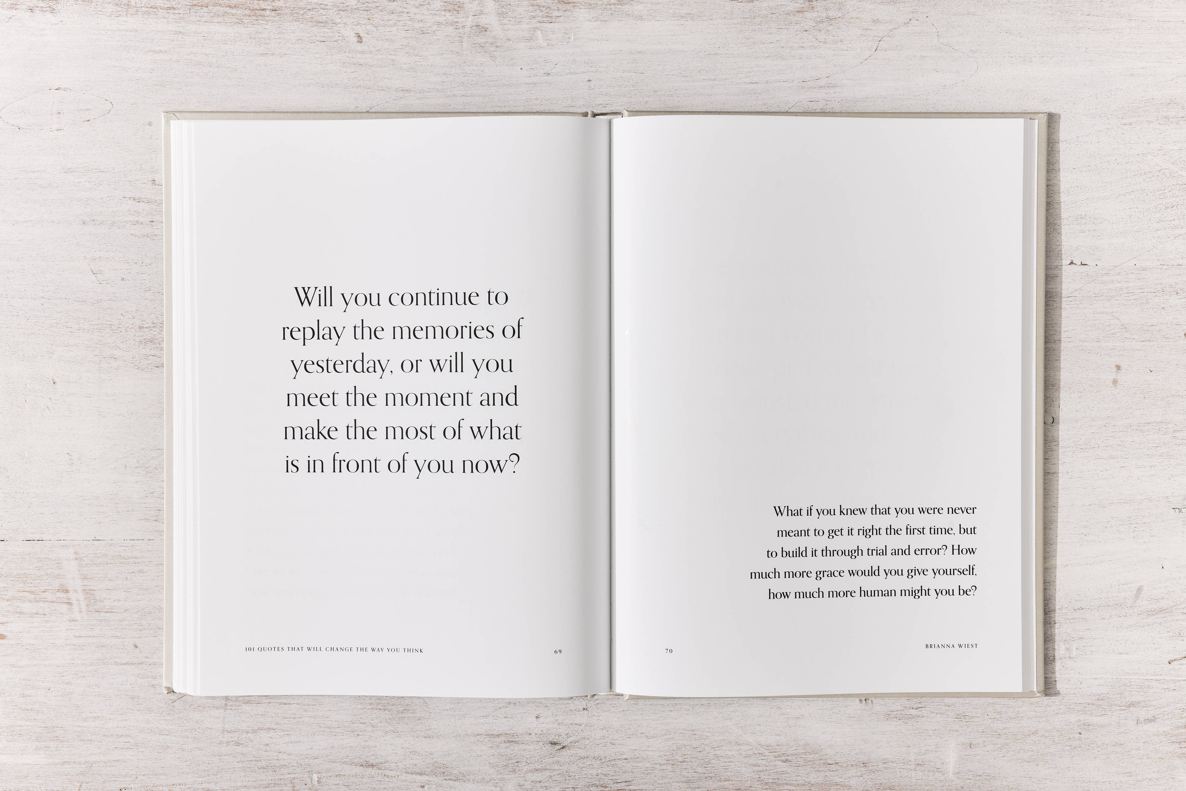 101 Quotes table book, interior page spread