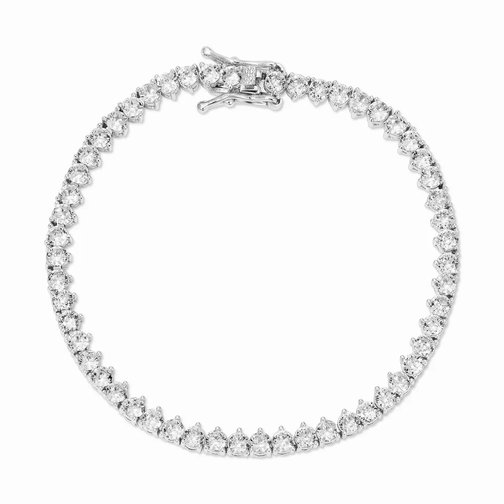 Naples 3 Prong Tennis Bracelet, Silver