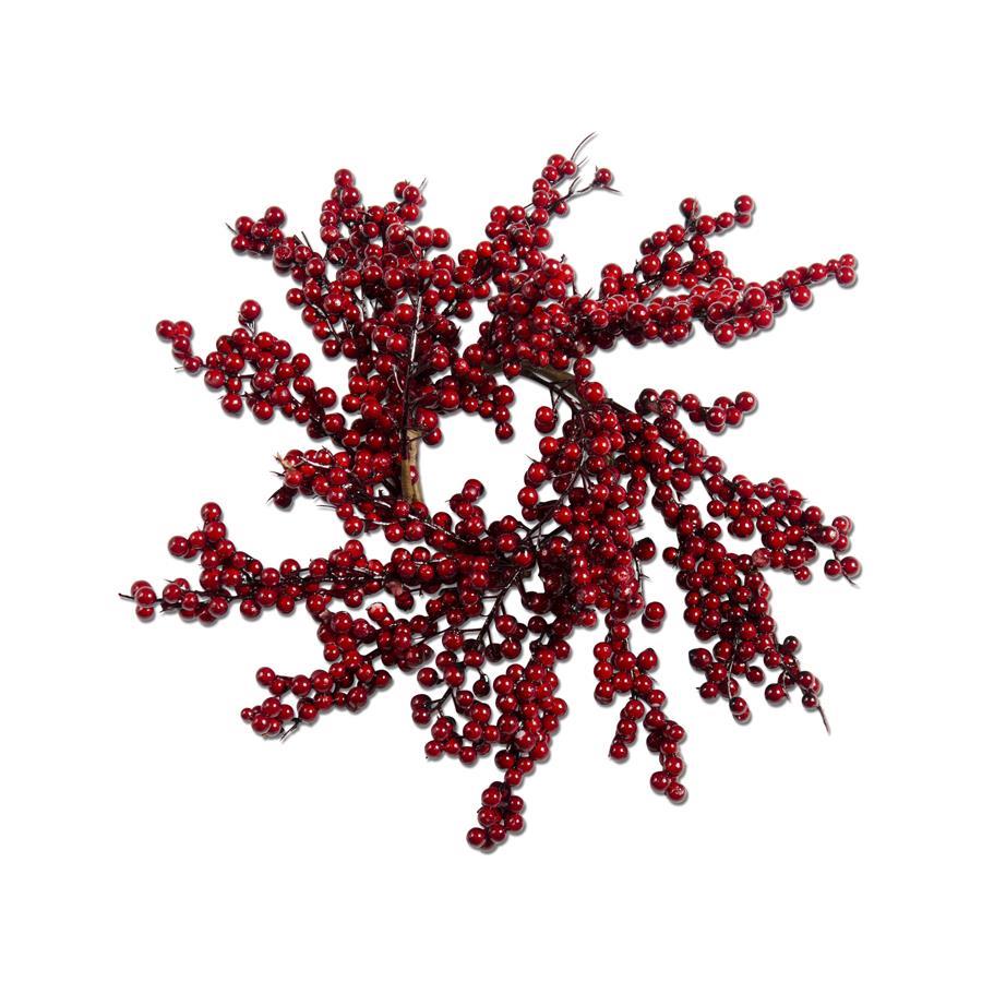 Mini red and burgundy berry candle ring, 12 inches, holiday decor