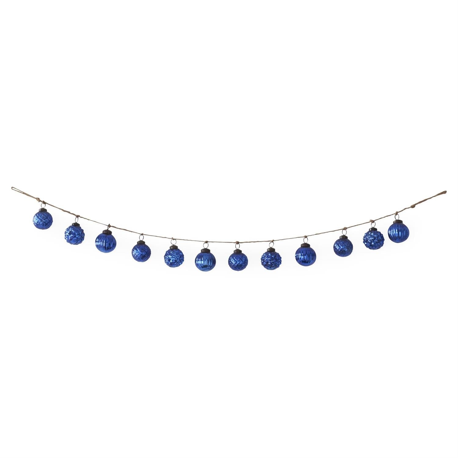 48 Inch Blue Mercury Glass Ornament Garland