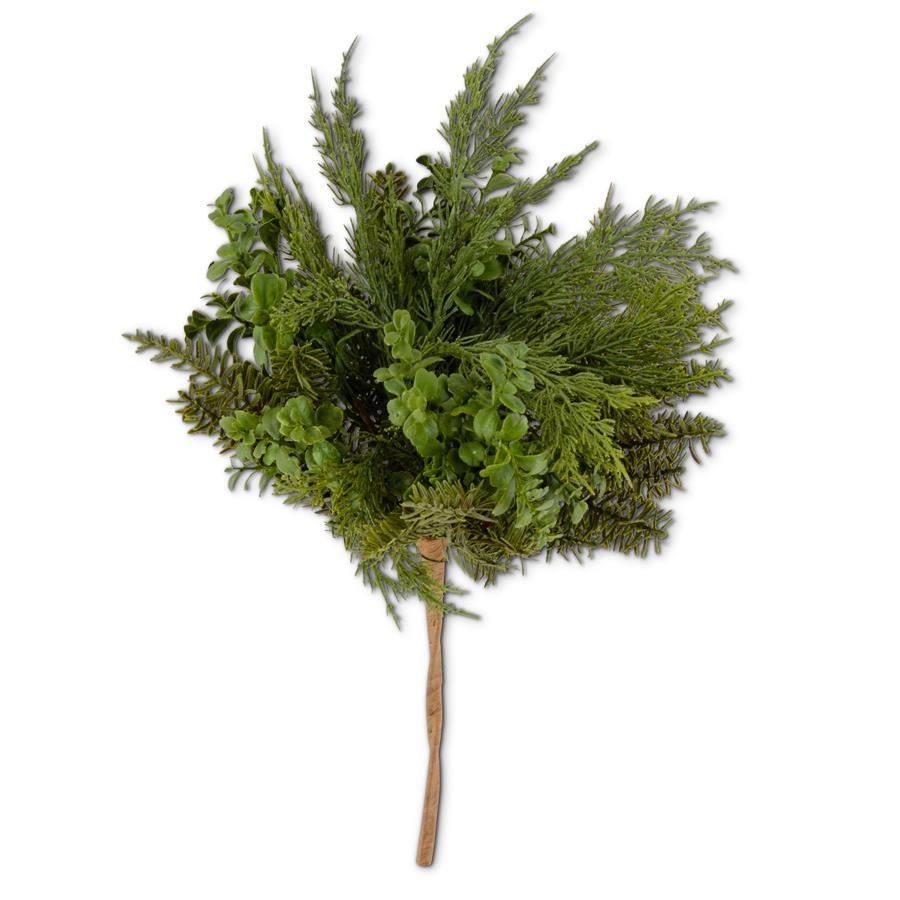 Real touch boxwood and mixed pine bush, 20 inches, holiday greenery