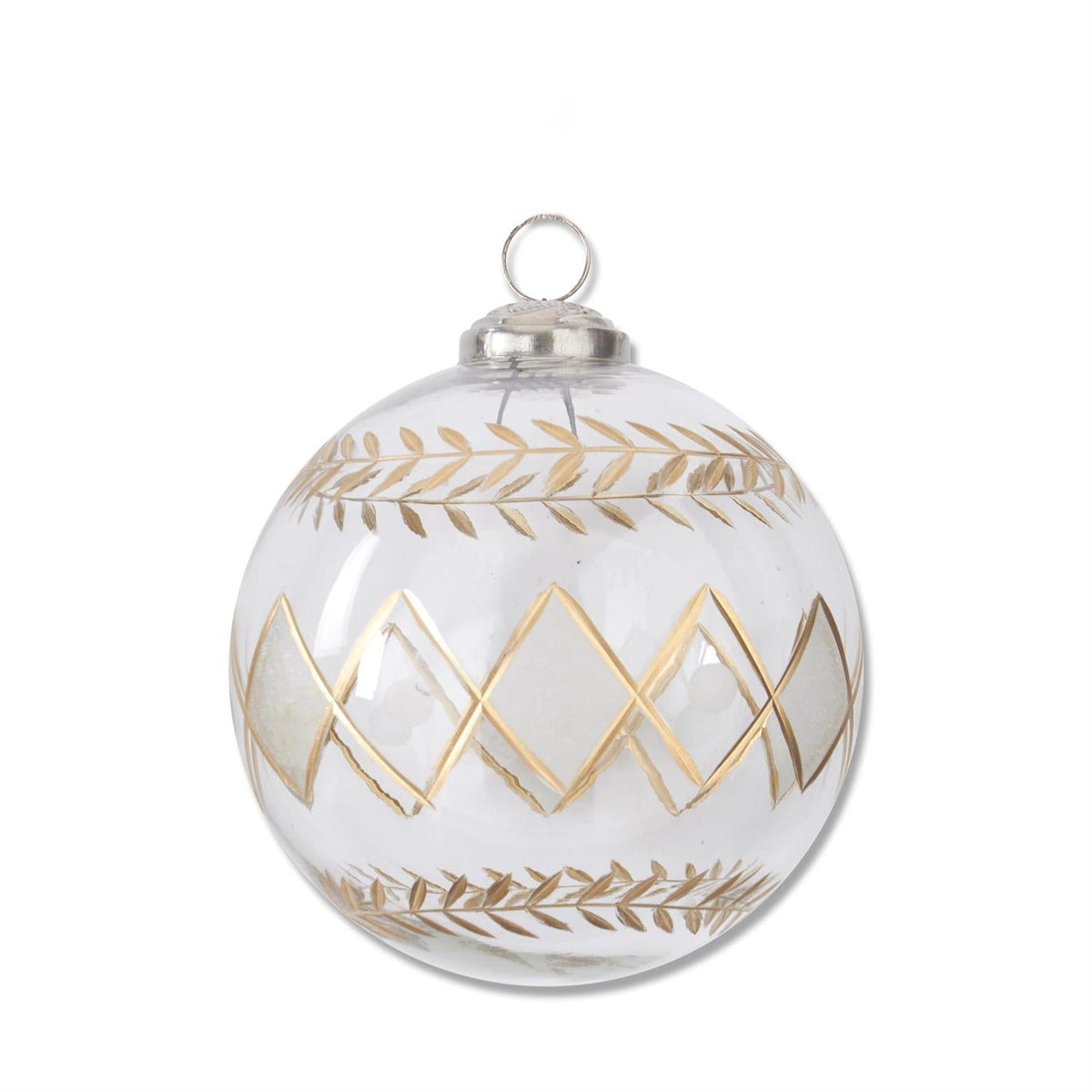 4.5 Inch Gold Gilded Diamond Etched Clear Glass Ornament