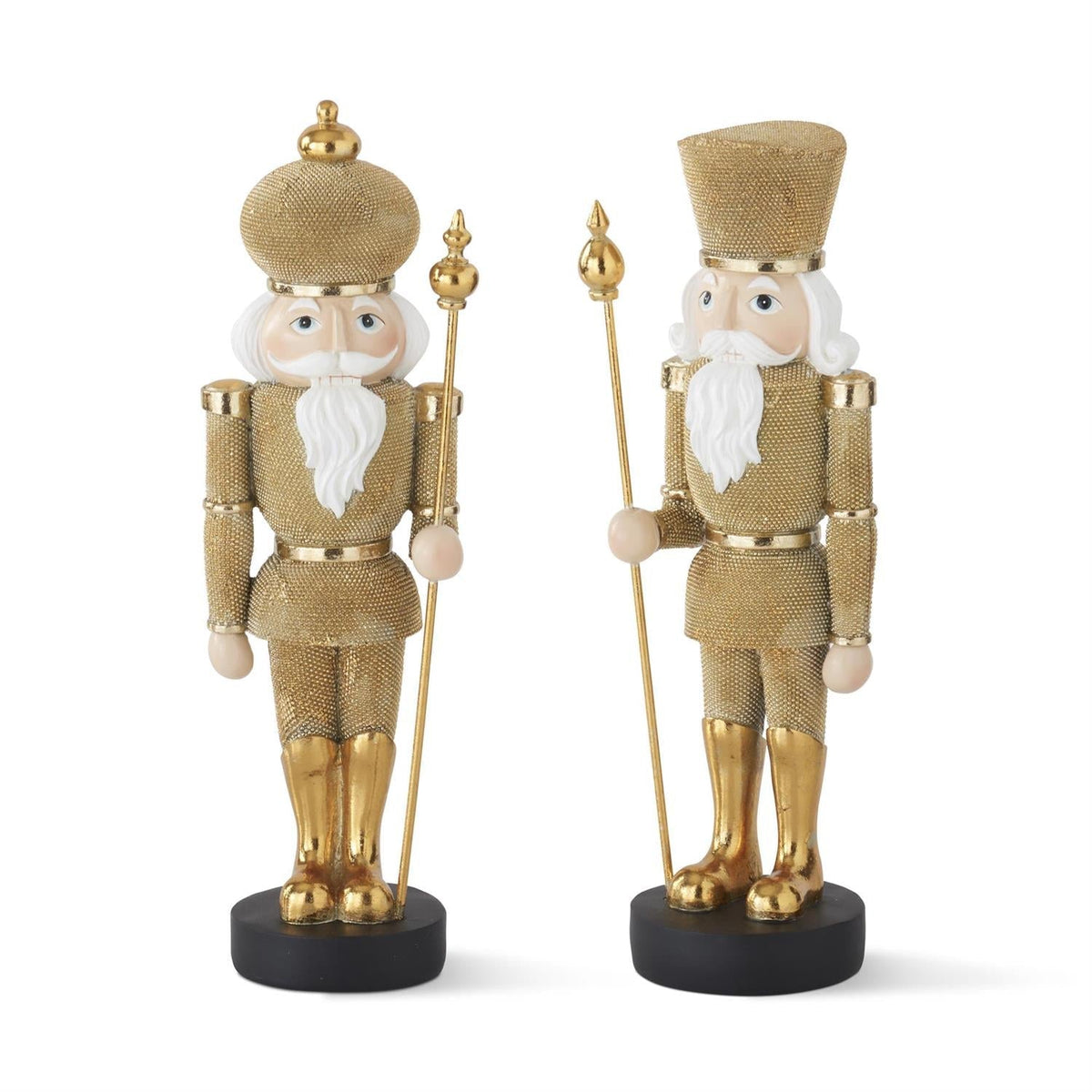 Resin gold faux beaded nutcracker soldiers, holiday decor, 2 styles