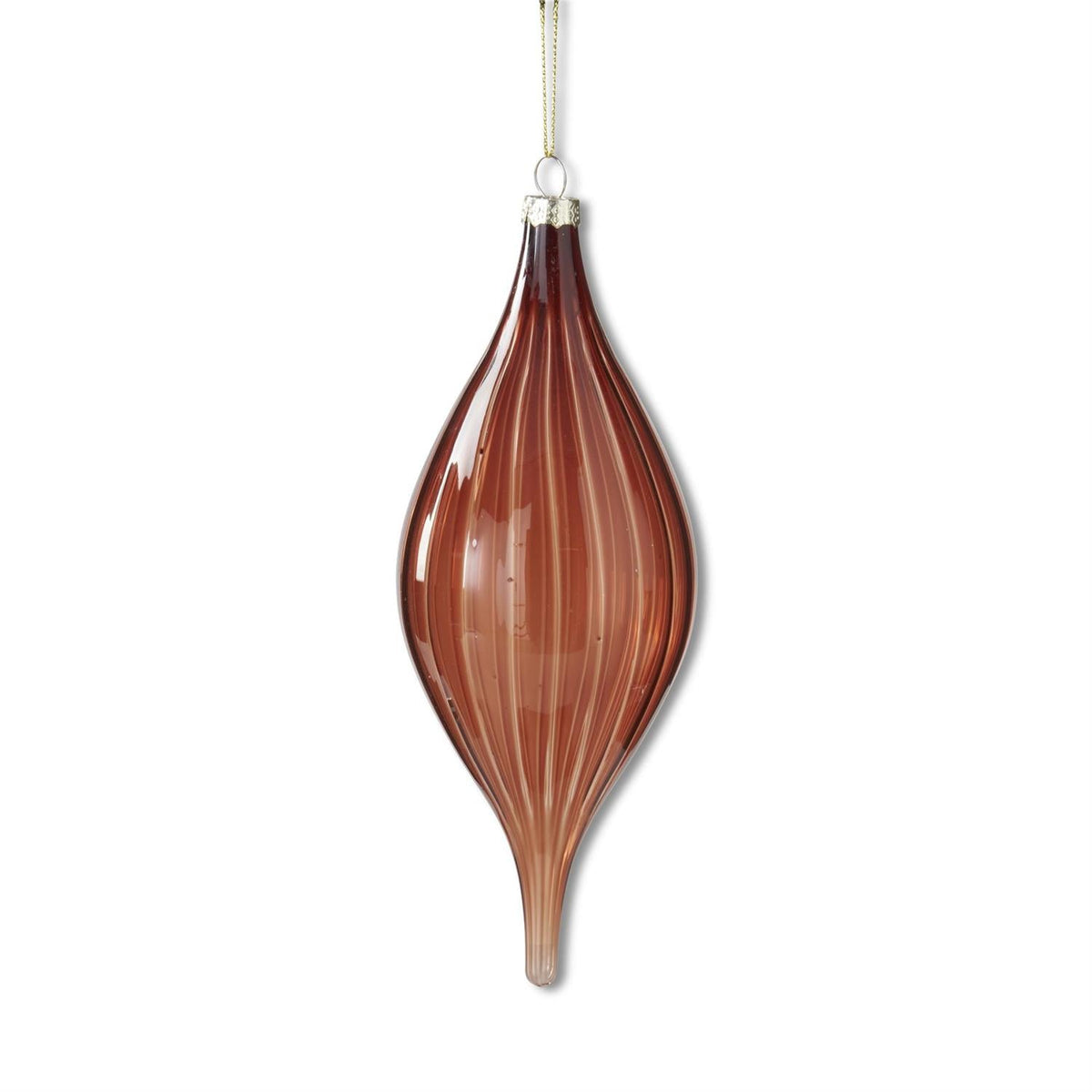 8.5 Inch Ribbed Light Brown Finial Glass Ornament