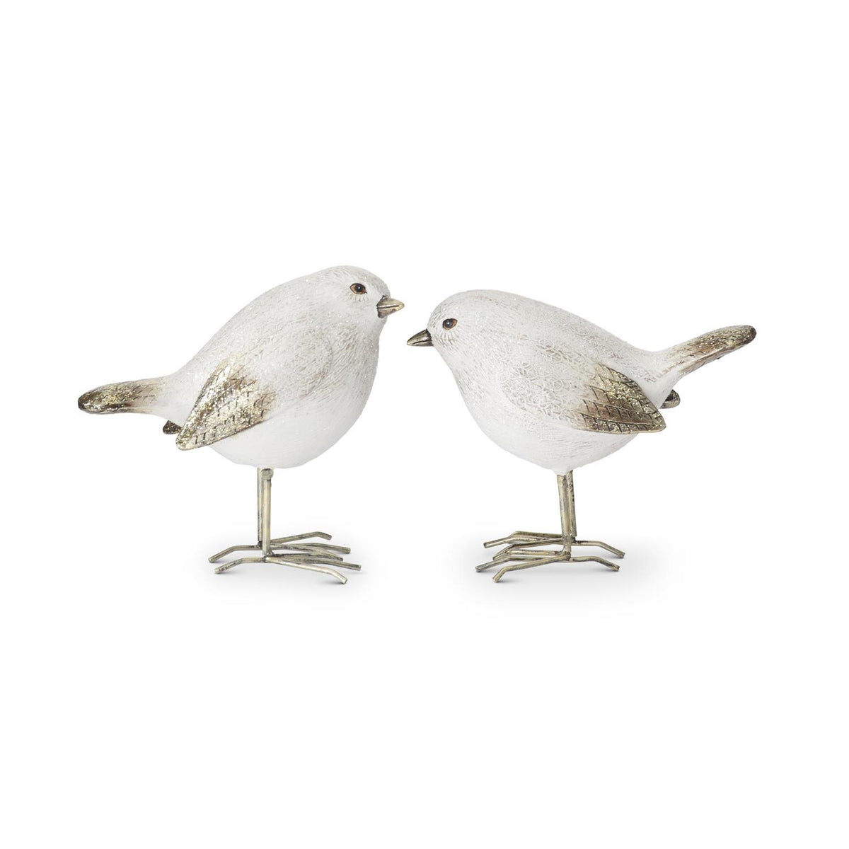 Assorted White & Gold Glittered Birds