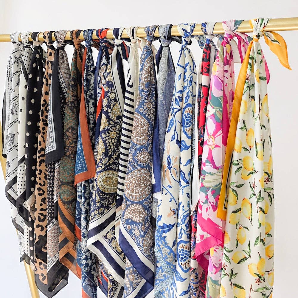 Pretty Simple Alice square scarf in blue floral print