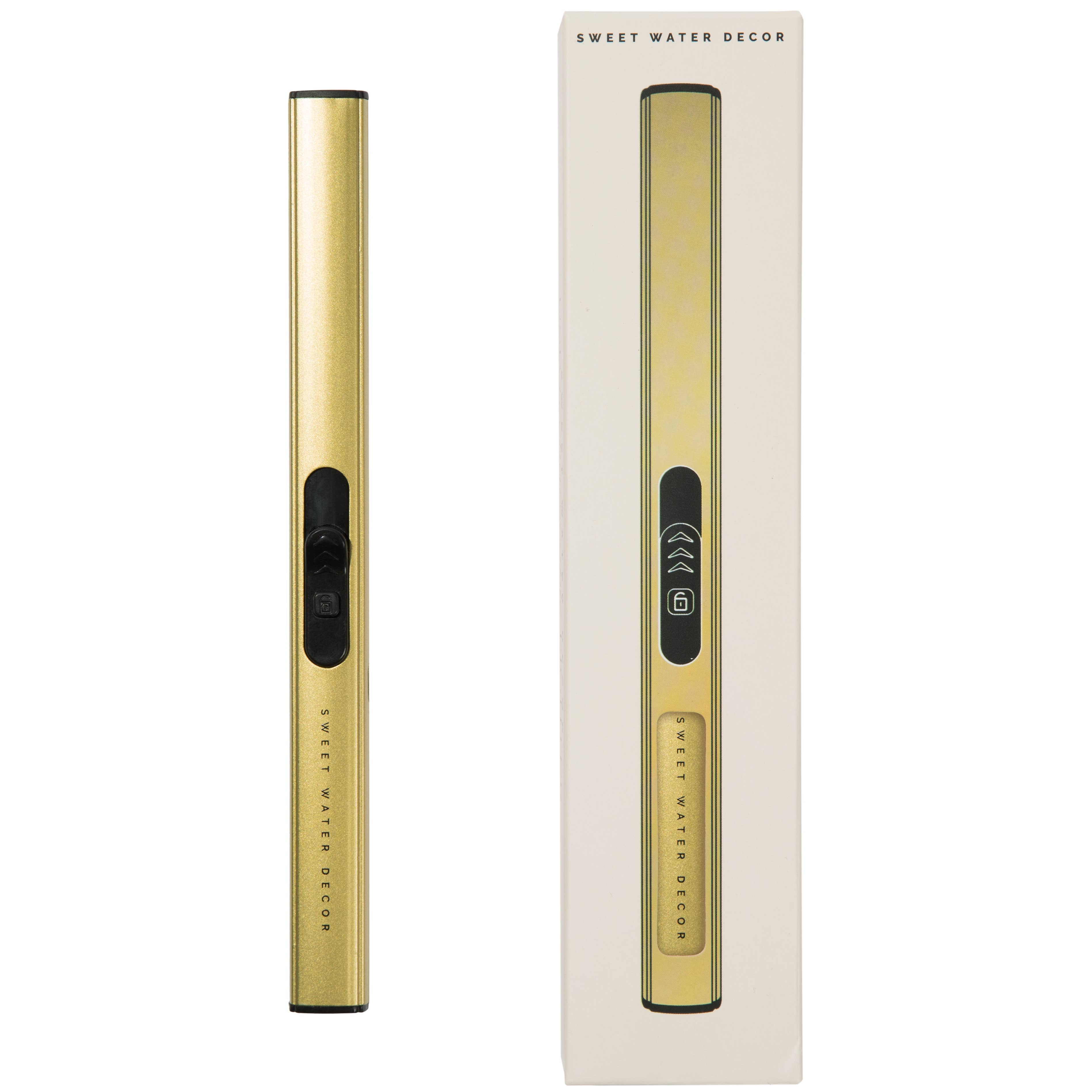 Sweet Water Decor gold electric lighter, close-up