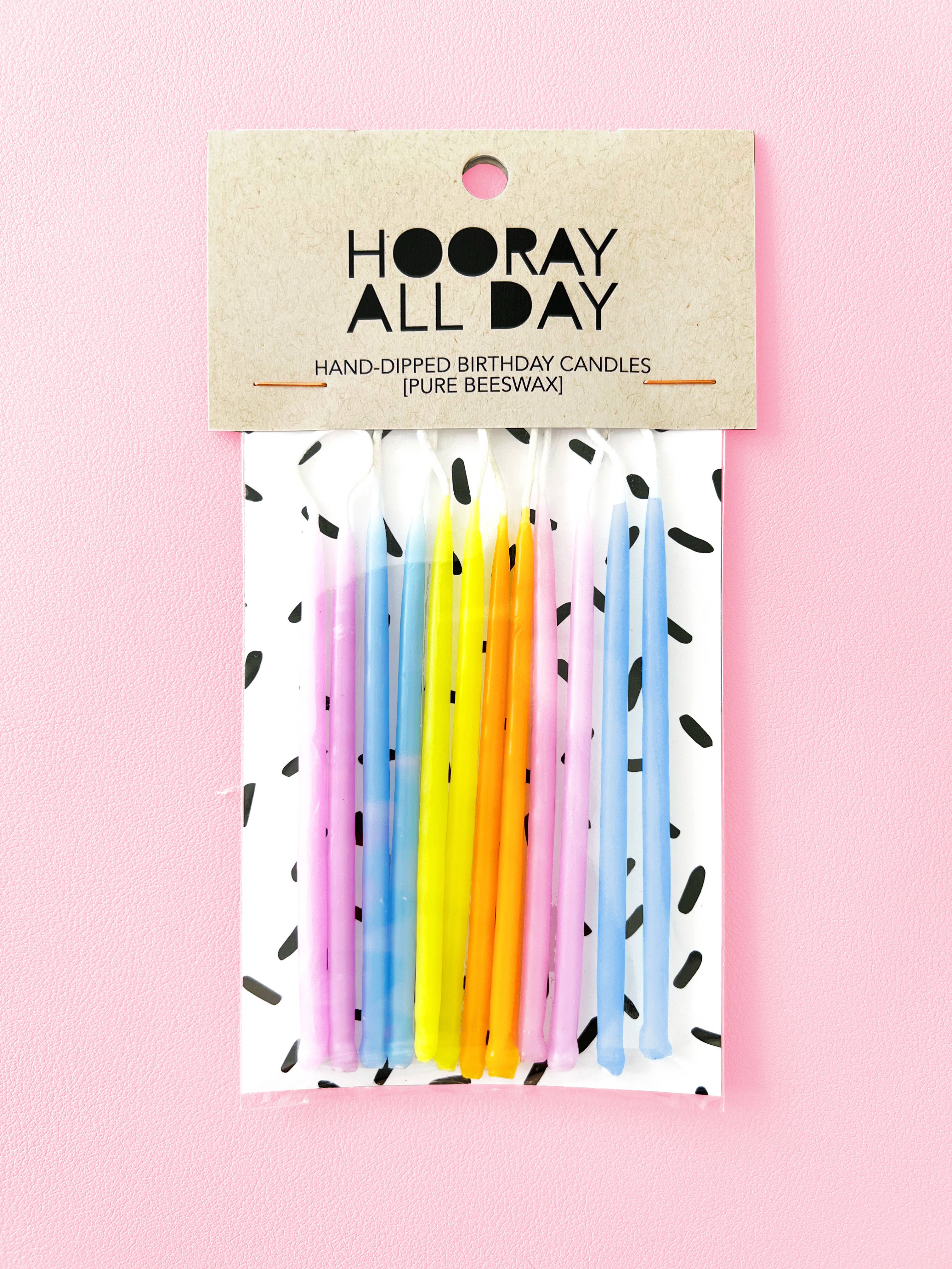 Colorful Hand-Dipped Beeswax Birthday Candles: Pinks
