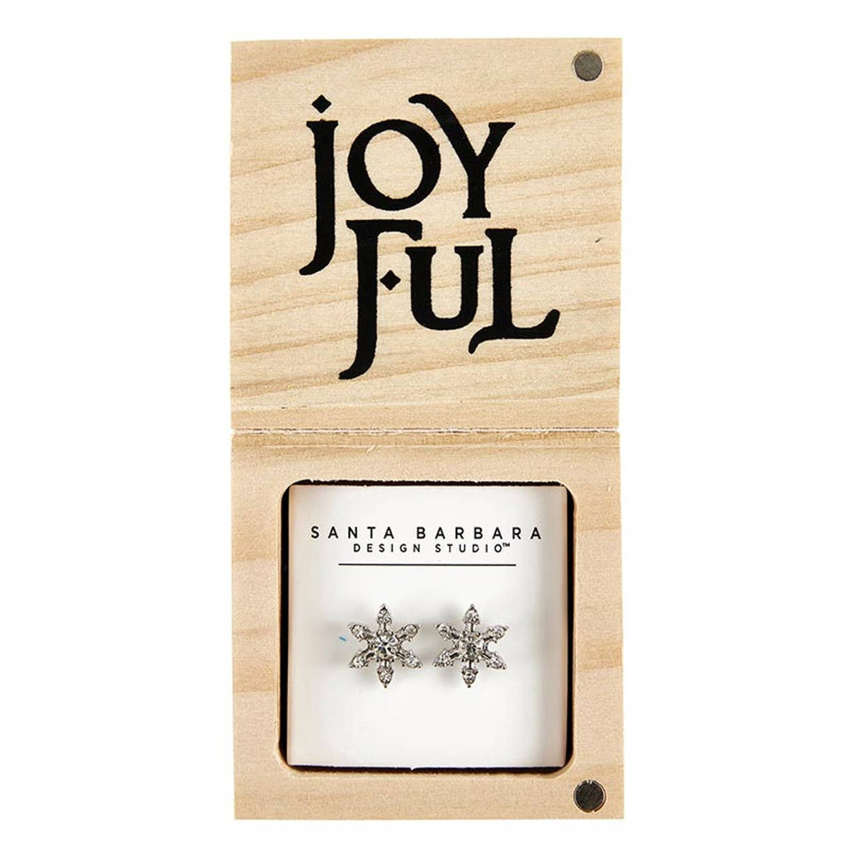 Joyful holiday earrings in treasure box