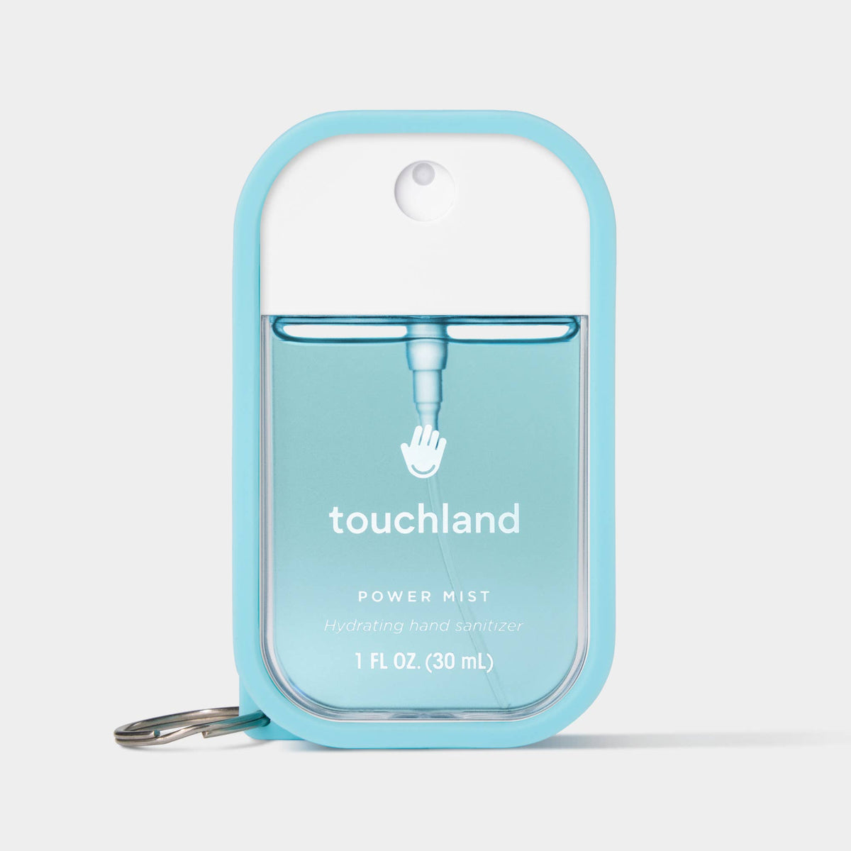 Touchland Frosty Blue hand mist case, detail view