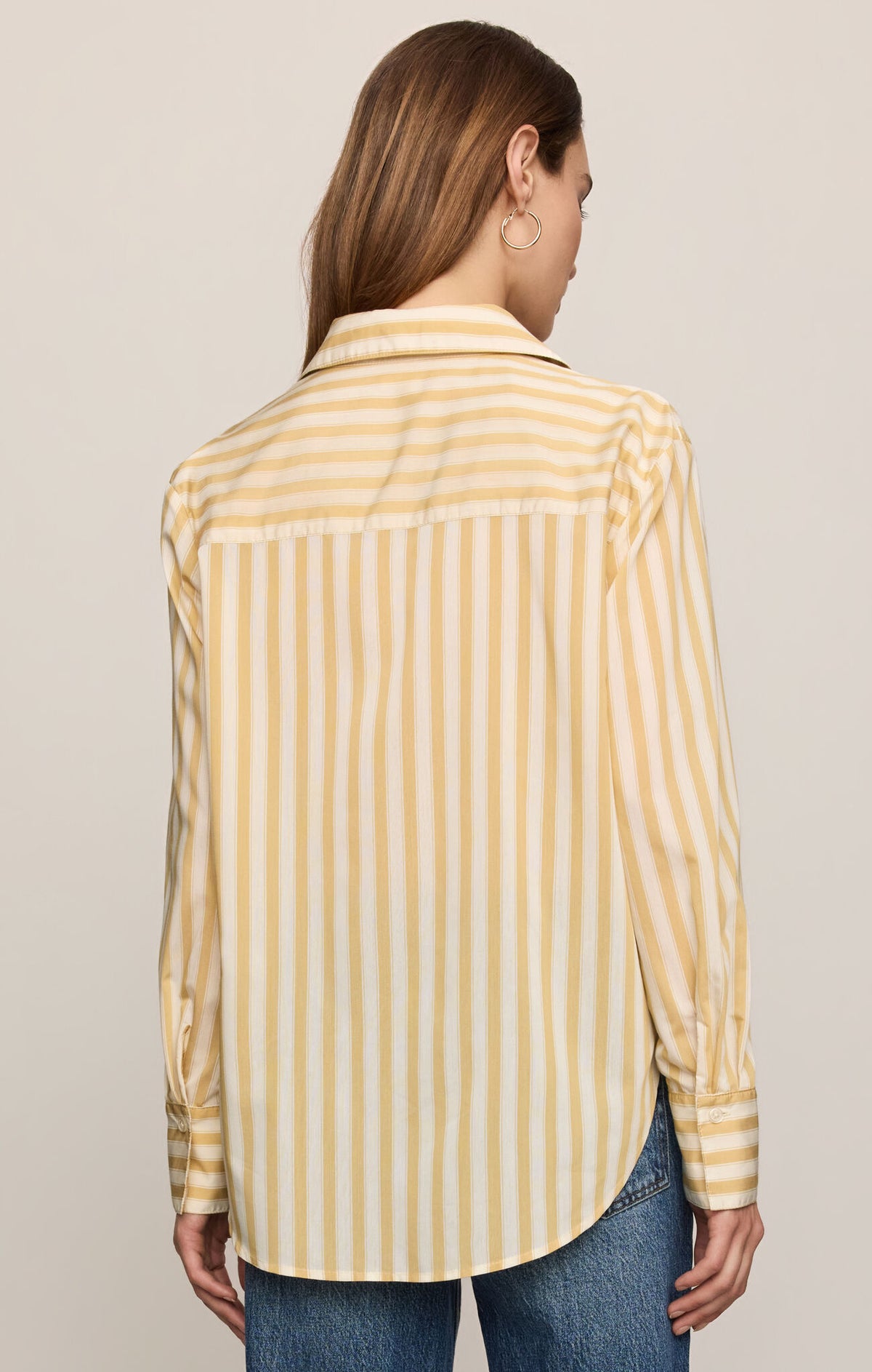 Golden Haven Stripe Button Up in Golden Sage - detail