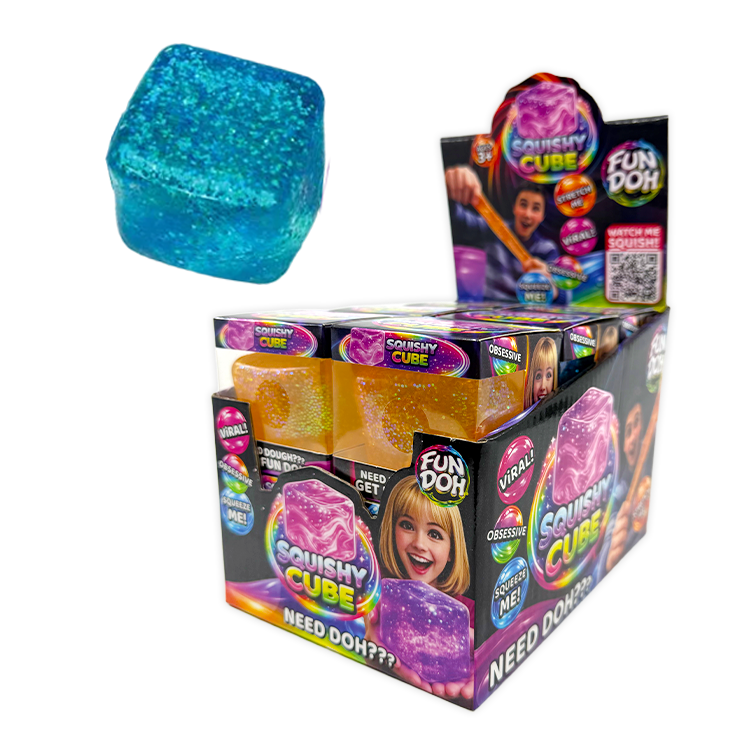 Fun Doh Squish & Squeeze Sparkle Cube Fidget Toy
