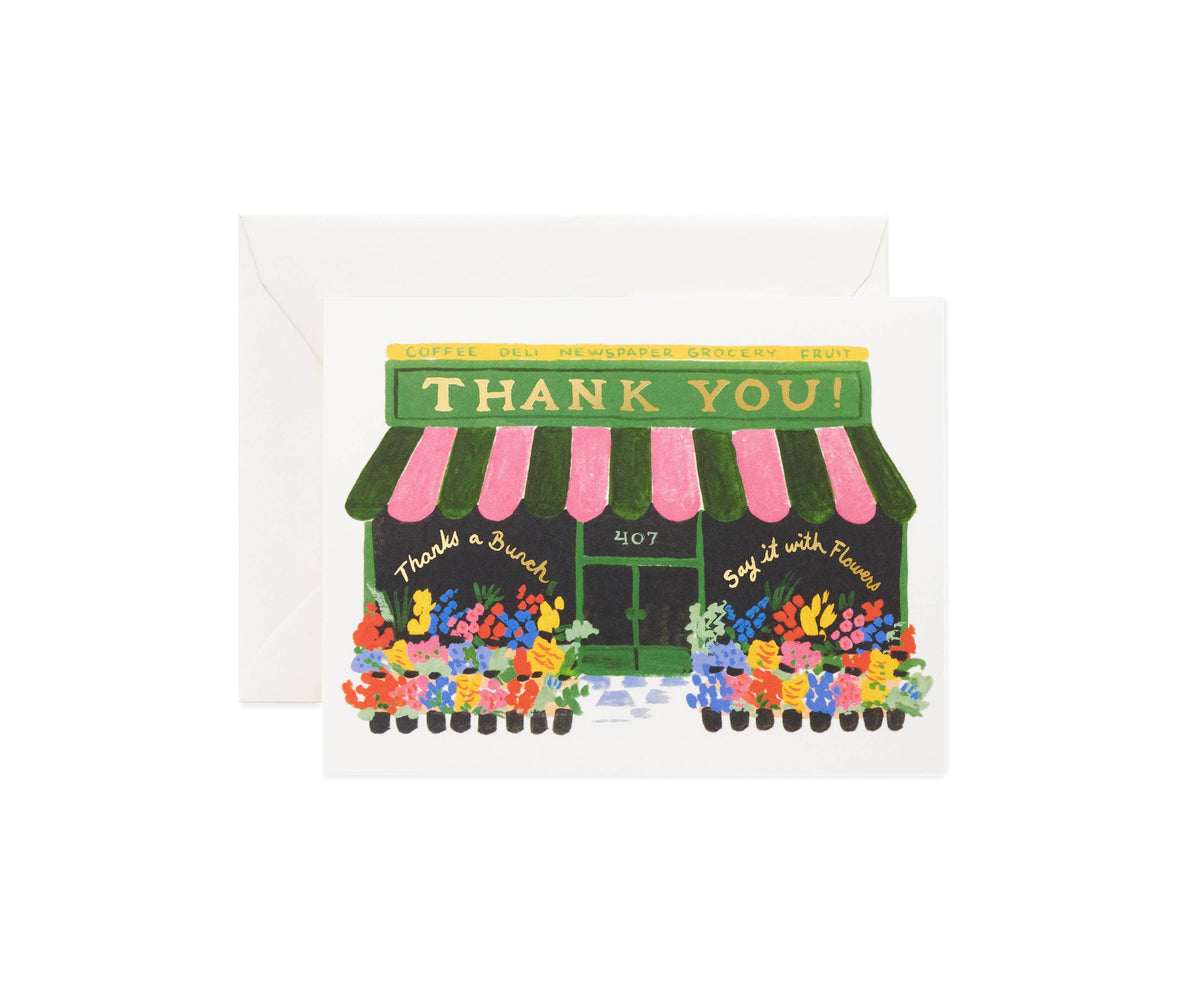 Rifle Paper Co. Flower Shop thank you card, front view