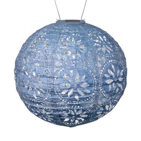 Stella Boho 12" Globe Solar Lantern - Metallic Blue