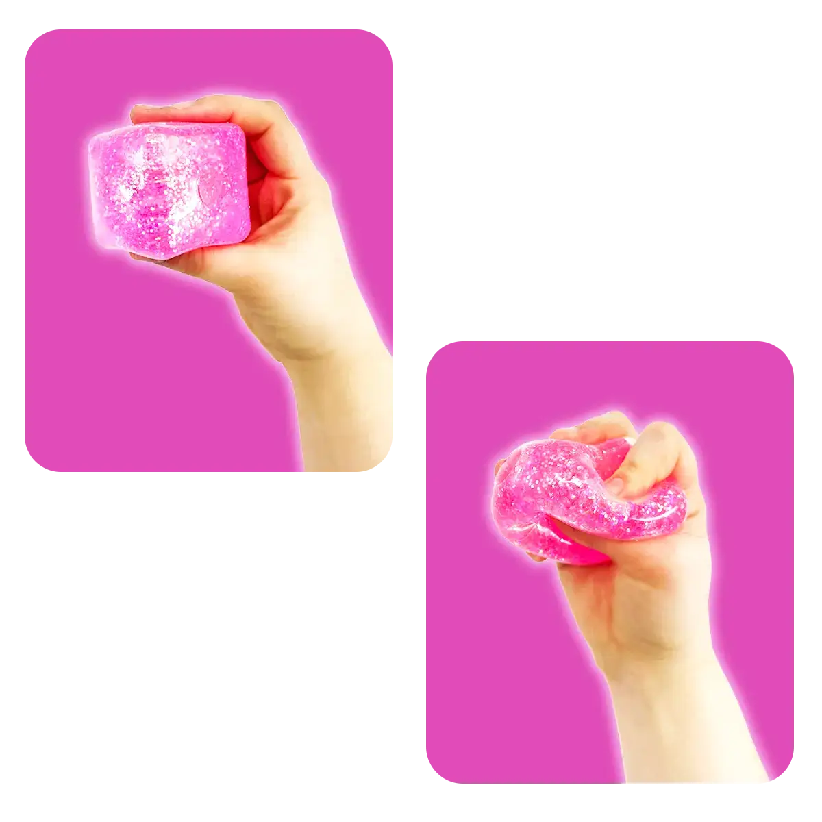 Novelty Brands Fun Doh Squish & Squeeze Sparkle Cube fidget toy, glitter dough-like texture