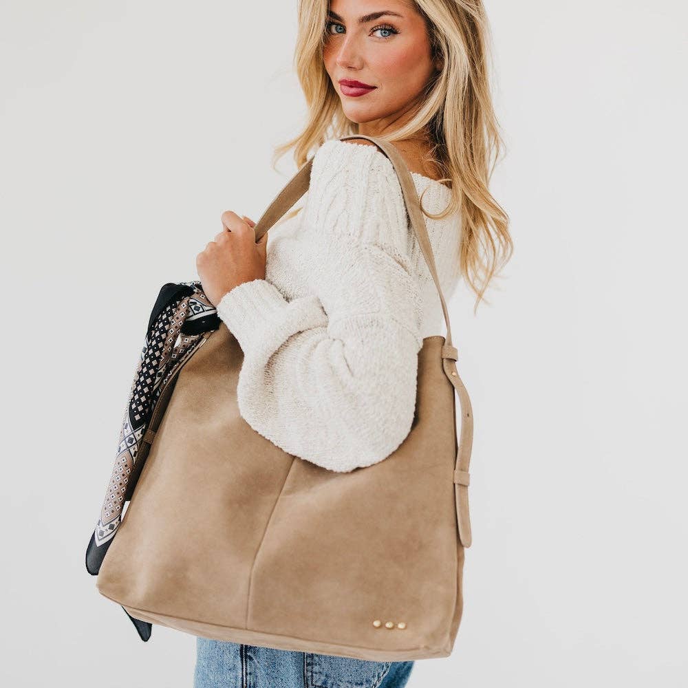 Pretty Simple Evie faux suede hobo shoulder bag