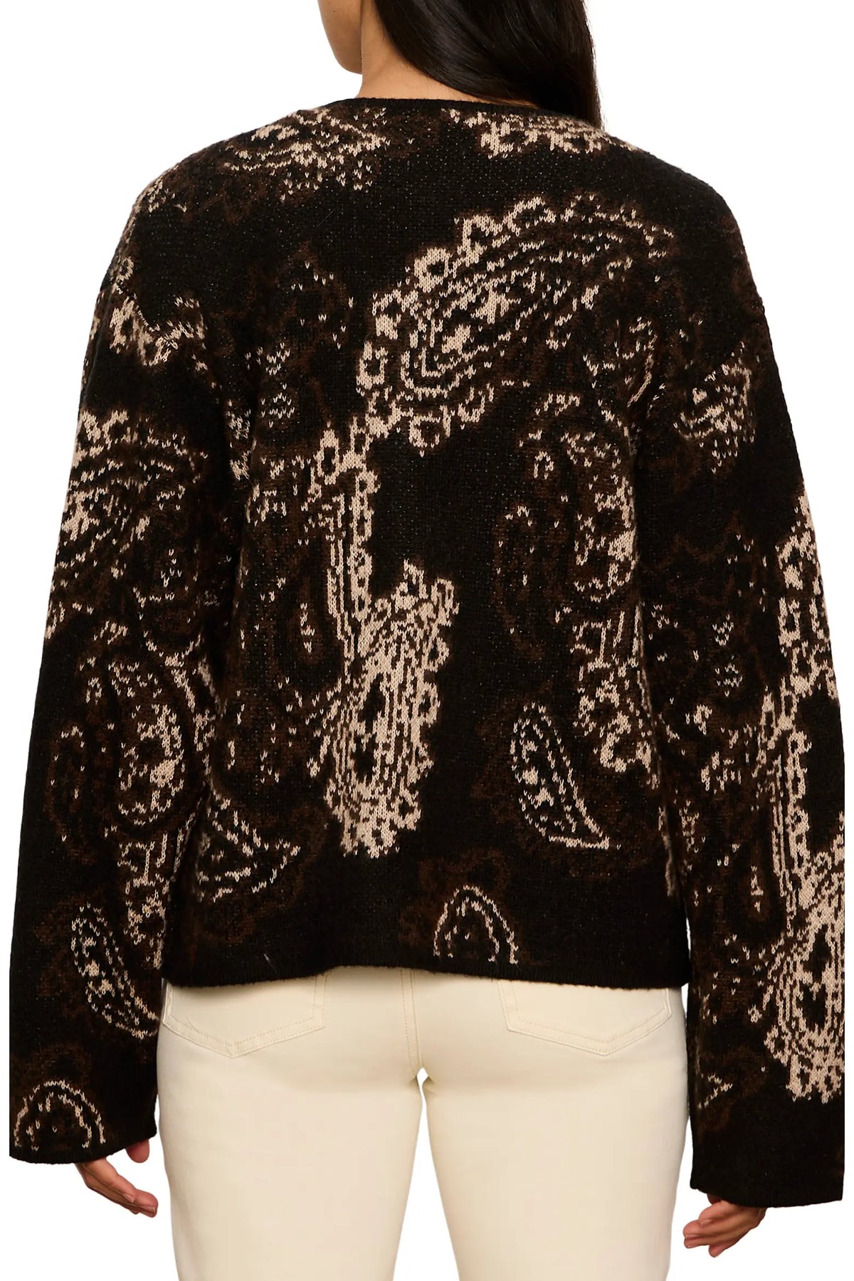Jacquard Knit Jacket, Black Paisley