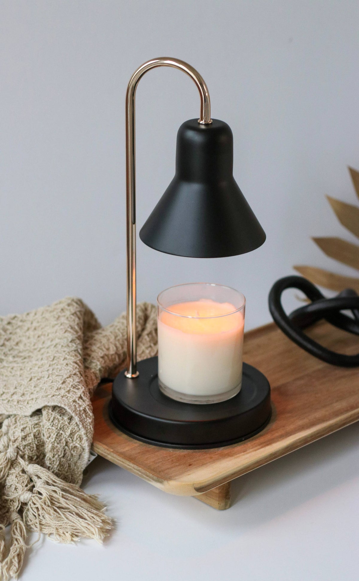 Nova Candle Co warming lamp, in use with candle