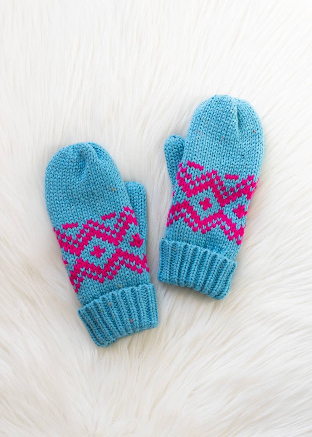 Blue & Speckled Patterned Mittens