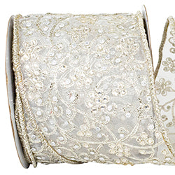 JEWEL EMBROIDERY TISSUE SILK DELUXE WIRED EDGE RIBBON