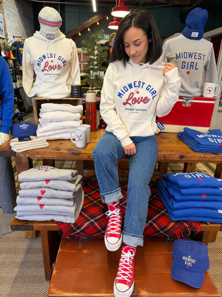 Midwest Girl Love Hoodie in Vintage White