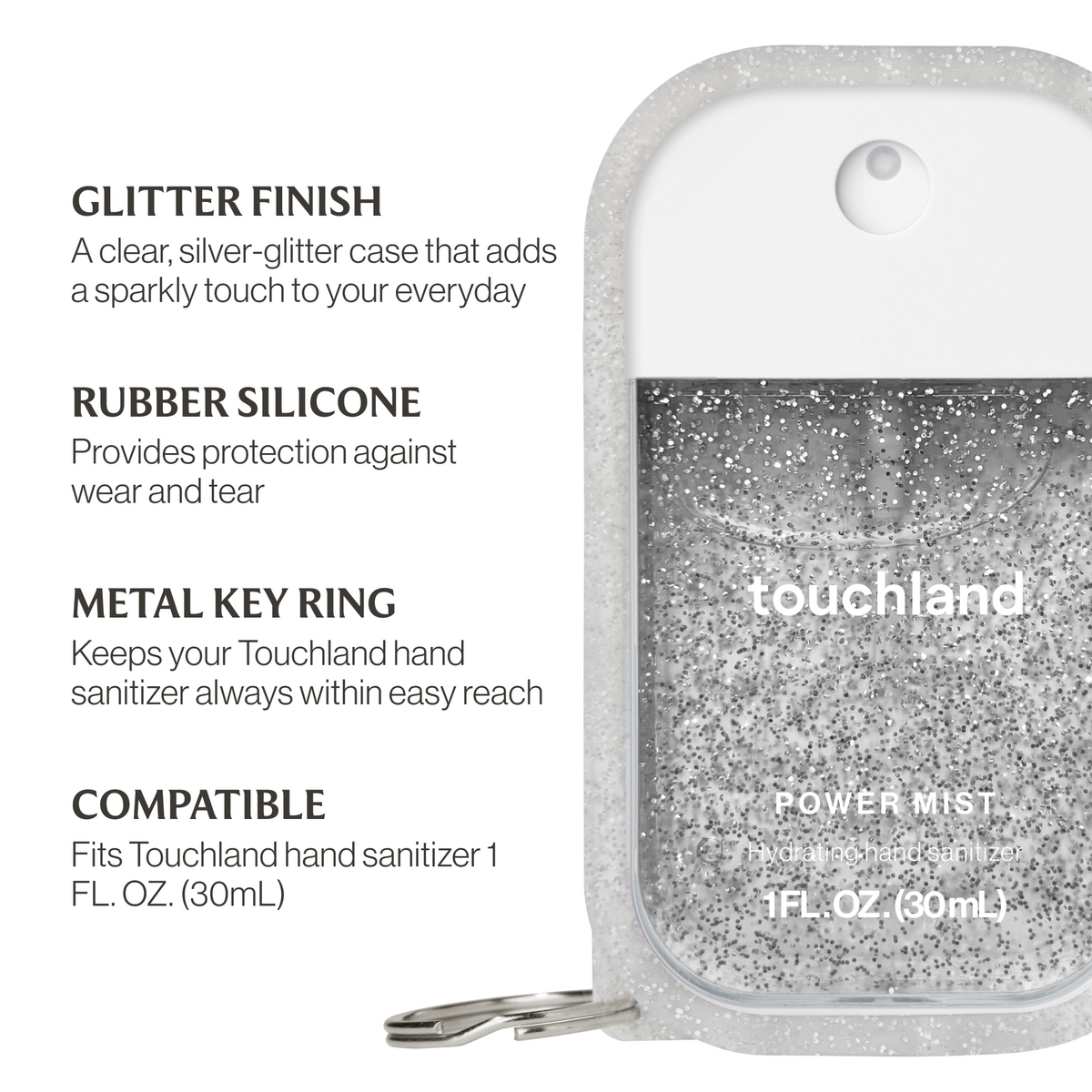 Touchland Frosted Sparkle hydrating hand sanitizer mist, case