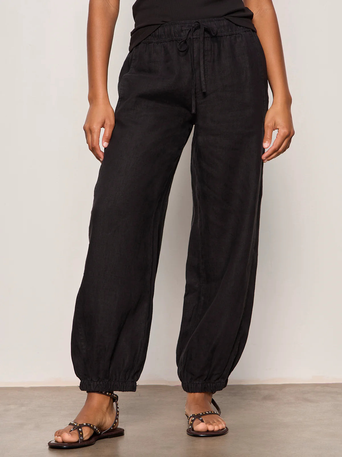 Melody Micro Linen Balloon Pant, Black