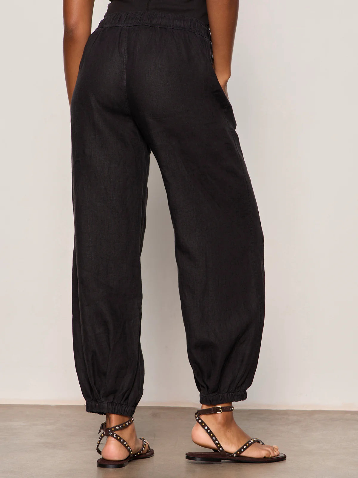 Melody Micro Linen Balloon Pant, Black