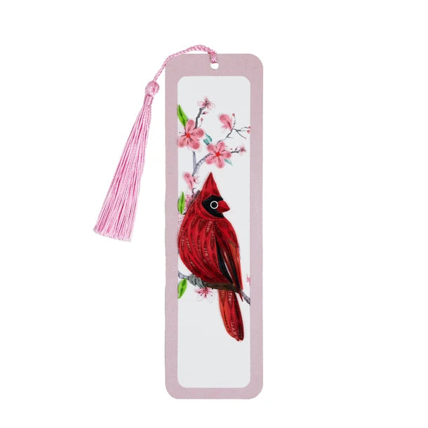 Cardinal & Cherry Blossom Handmade Quilled Paper Bookmark