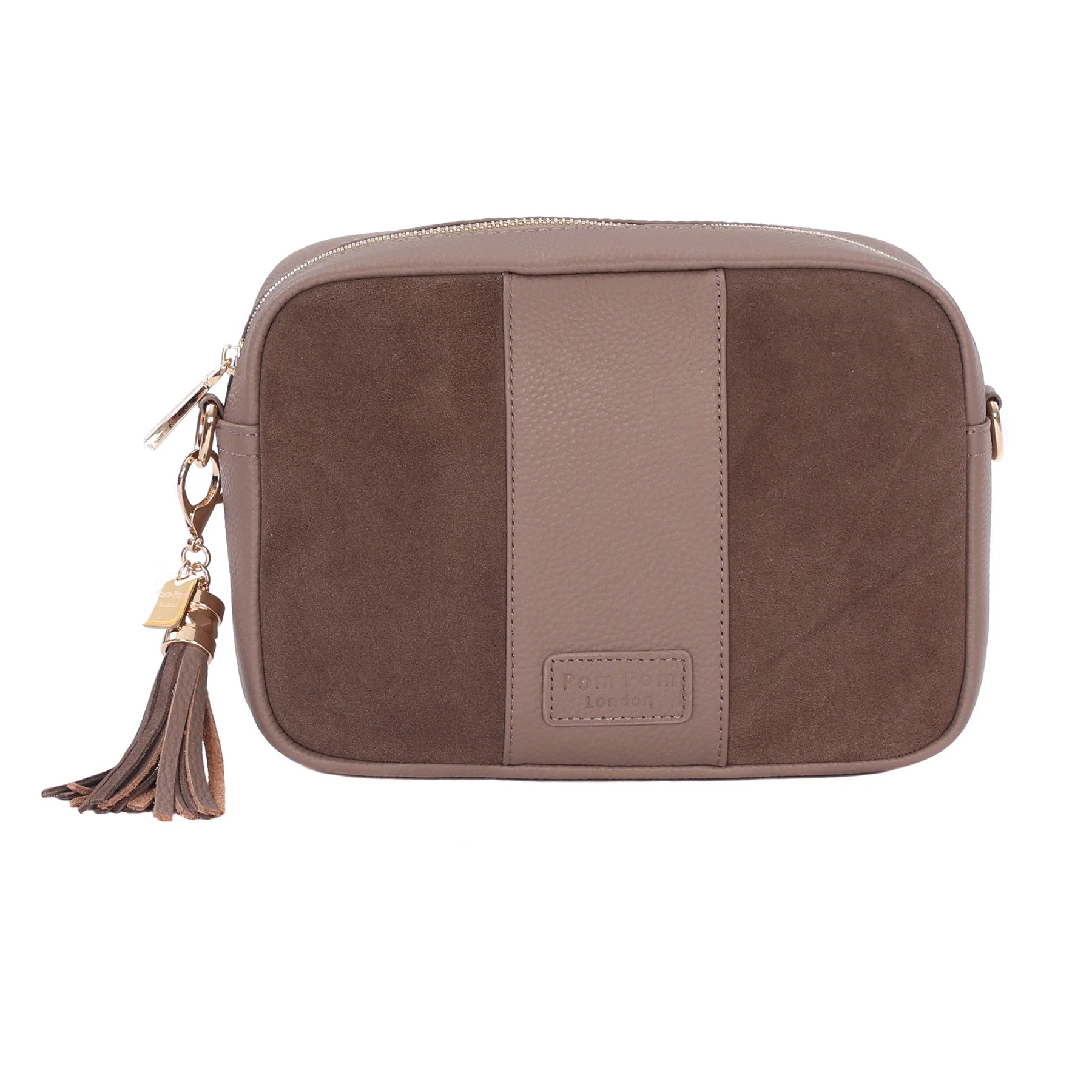 Pom Pom London City Suede & Leather Bag, available in 2 colors
