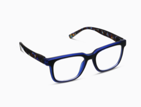 Cliff Reading Glasses, Black/Cobalt Tortoise
