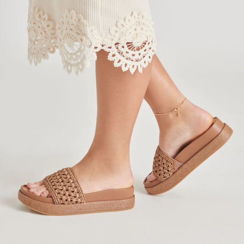Sidona Sandals, Brown Raffia