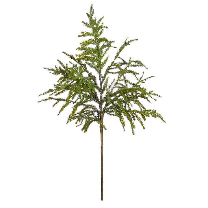 Glittered Norfolk pine spray, green, 34 inches, holiday floral