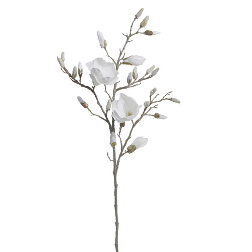 Glittered magnolia branch, white, 40 inches