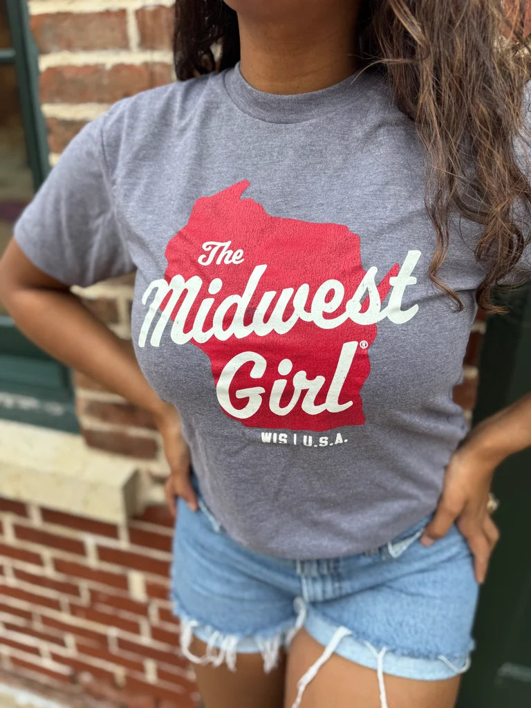Midwest Girl Wisconsin Tee in Grey