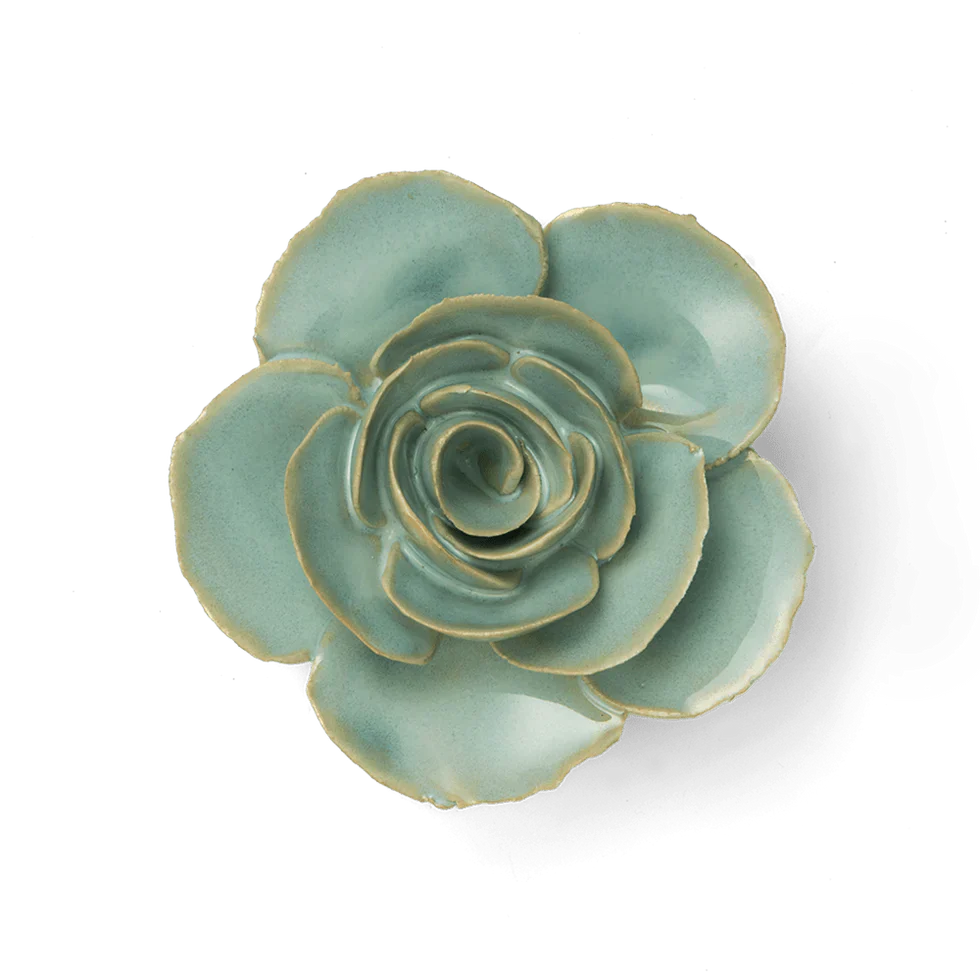 Ceramic Flower Teal Ranunculus