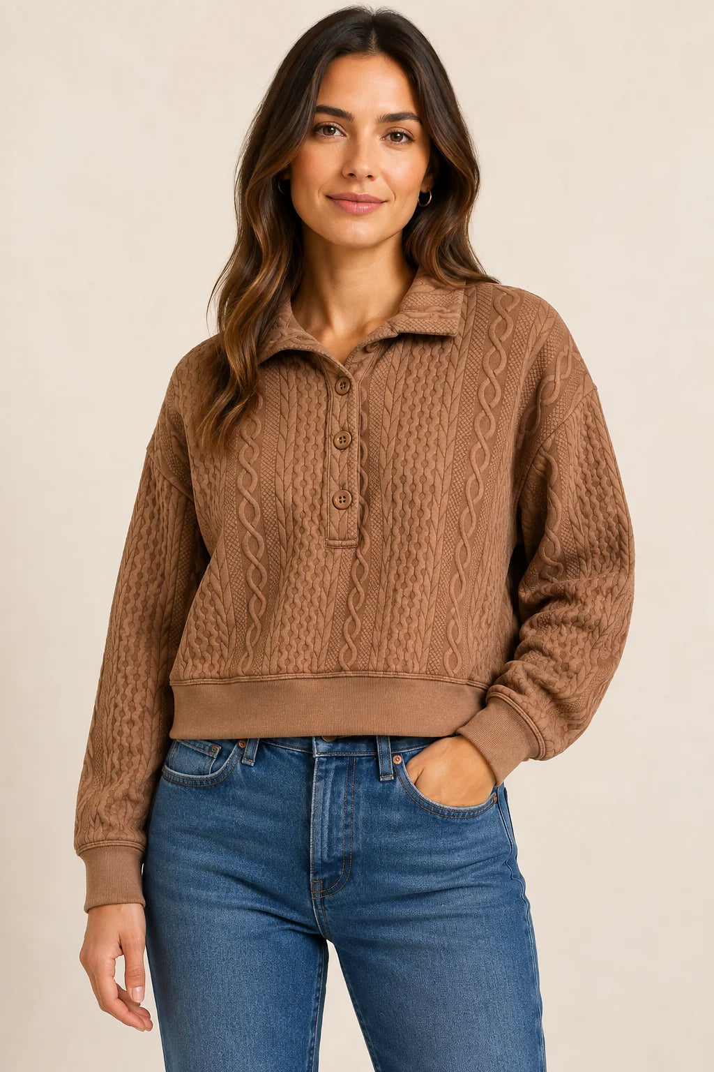 Halley Relaxed Popover, Cocoa Powder