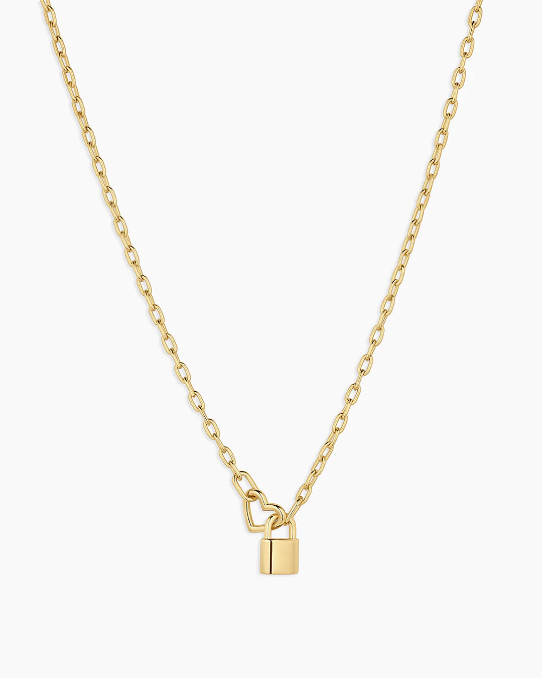 Heart Padlock Interlocking Necklace, Gold
