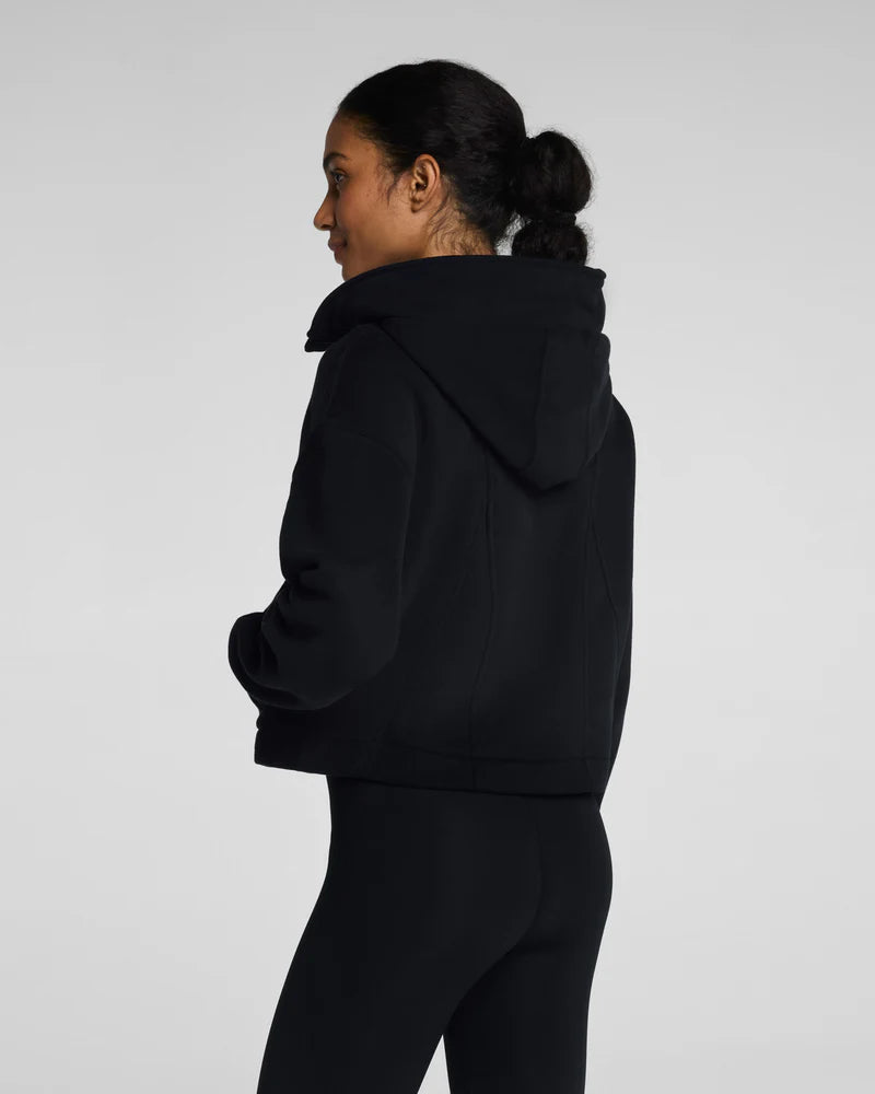 SPANX BoostUp Cotton Fleece Full Zip Hoodie in Very Black - detail