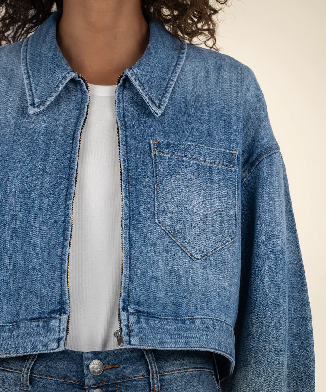 Luna Oversized Crop Jacket, Medium Wash