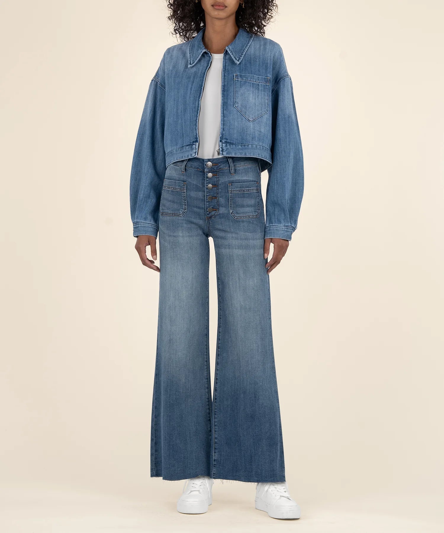 Luna Oversized Crop Jacket, Medium Wash