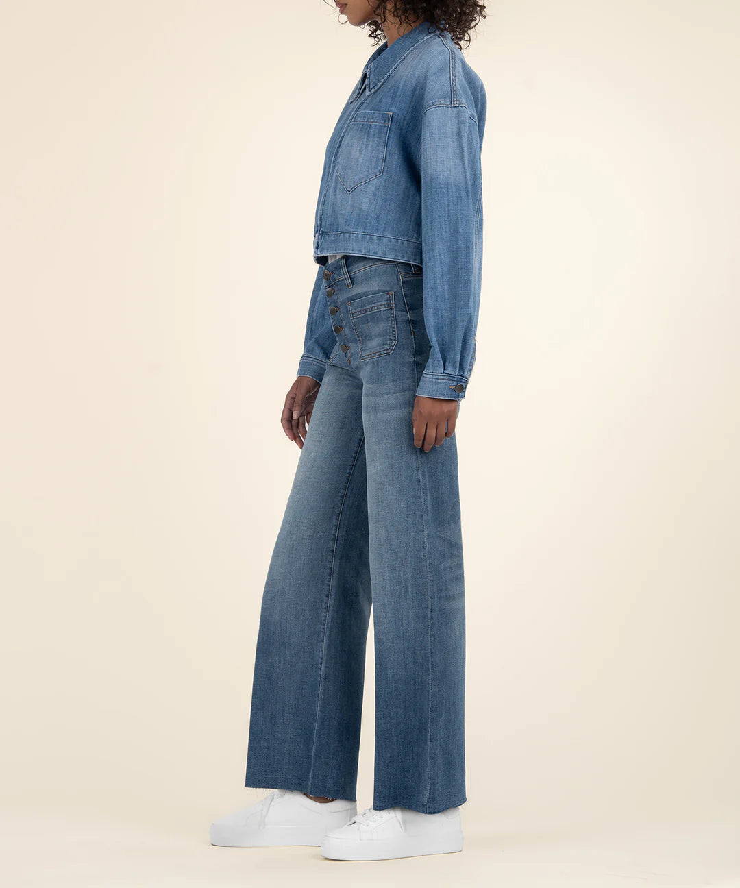 Luna Oversized Crop Jacket, Medium Wash