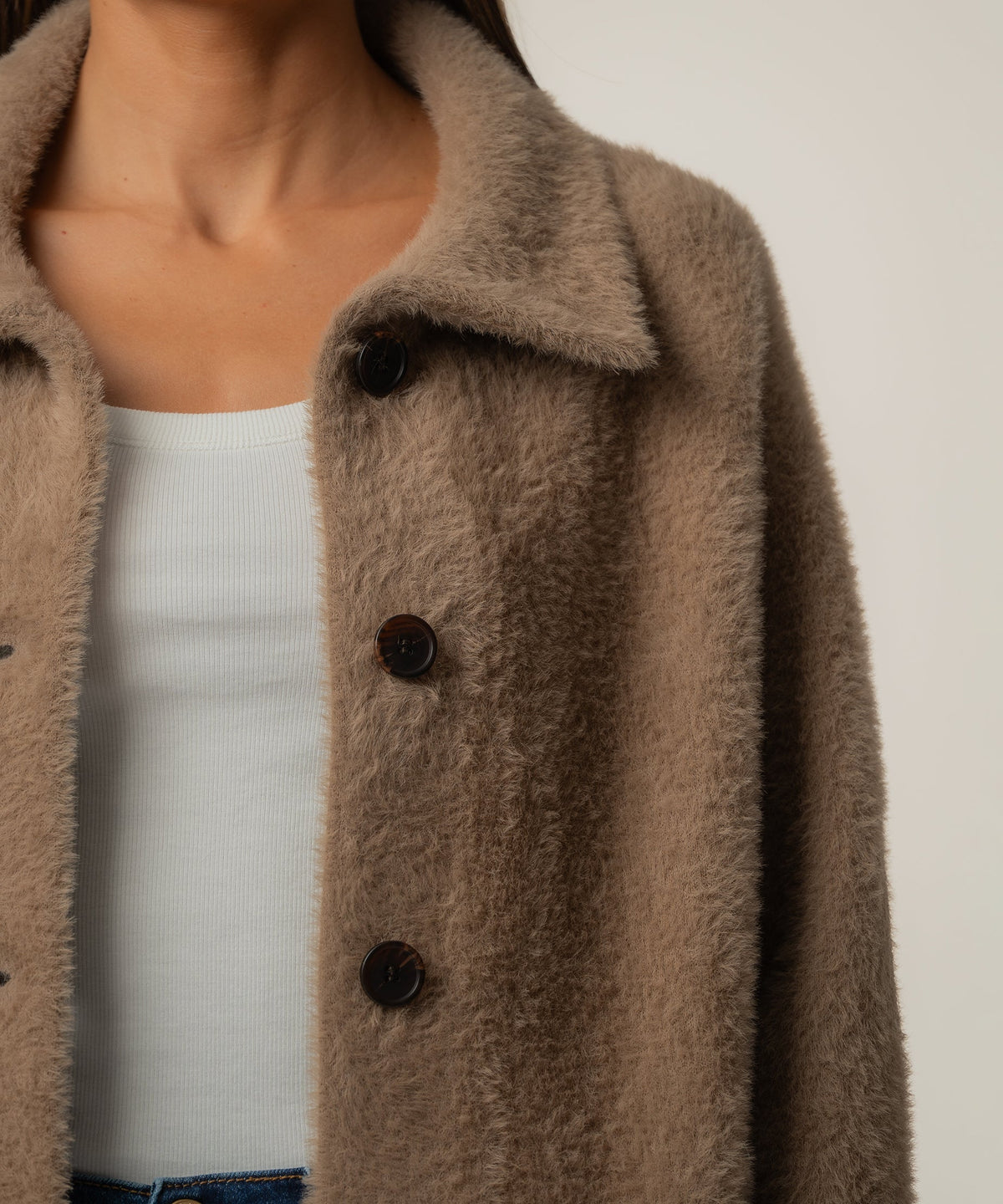 Blythe Long Sweater Jacket, Tan