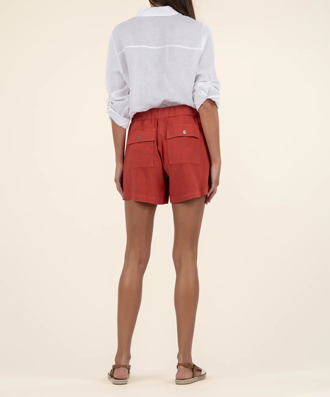 Katana Linen Drawstring Short, Clay