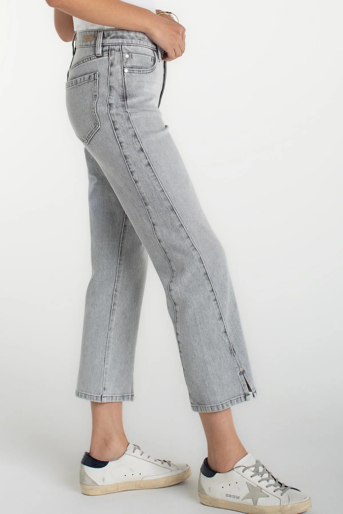 Kennedy Straight Jean with Seaming Detail & Slit, Alpine Gray