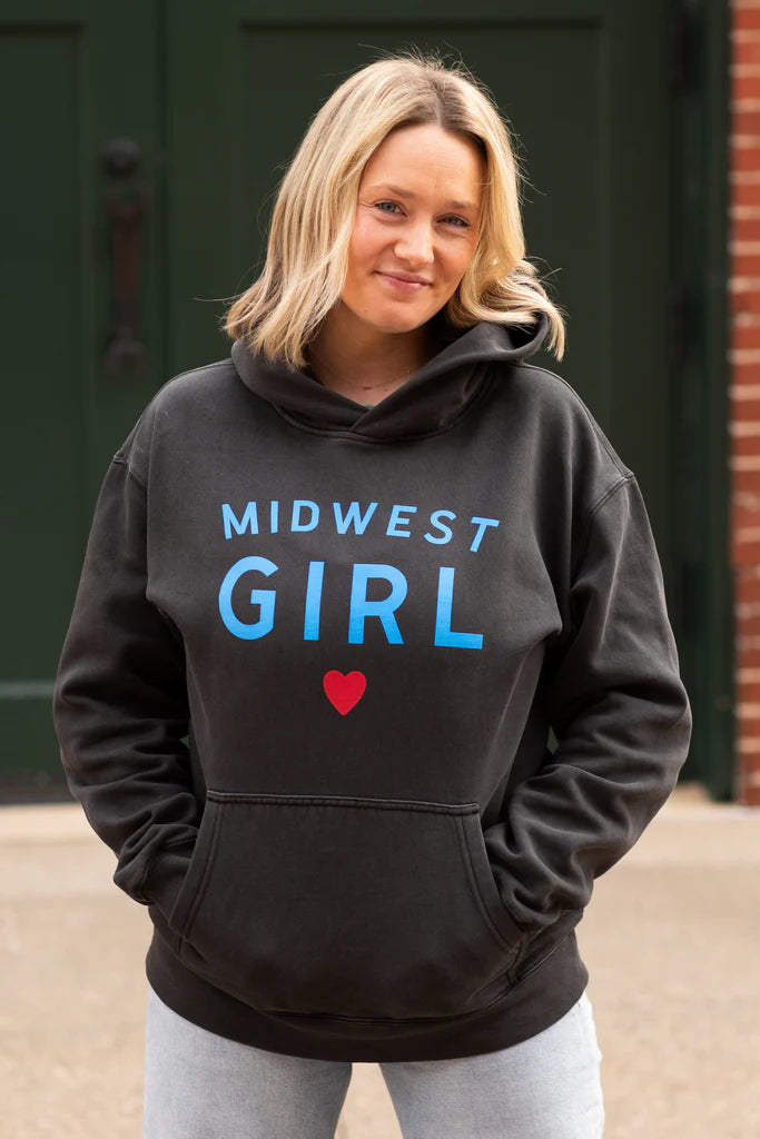 Midwest Girl Hoodie in Washed Black