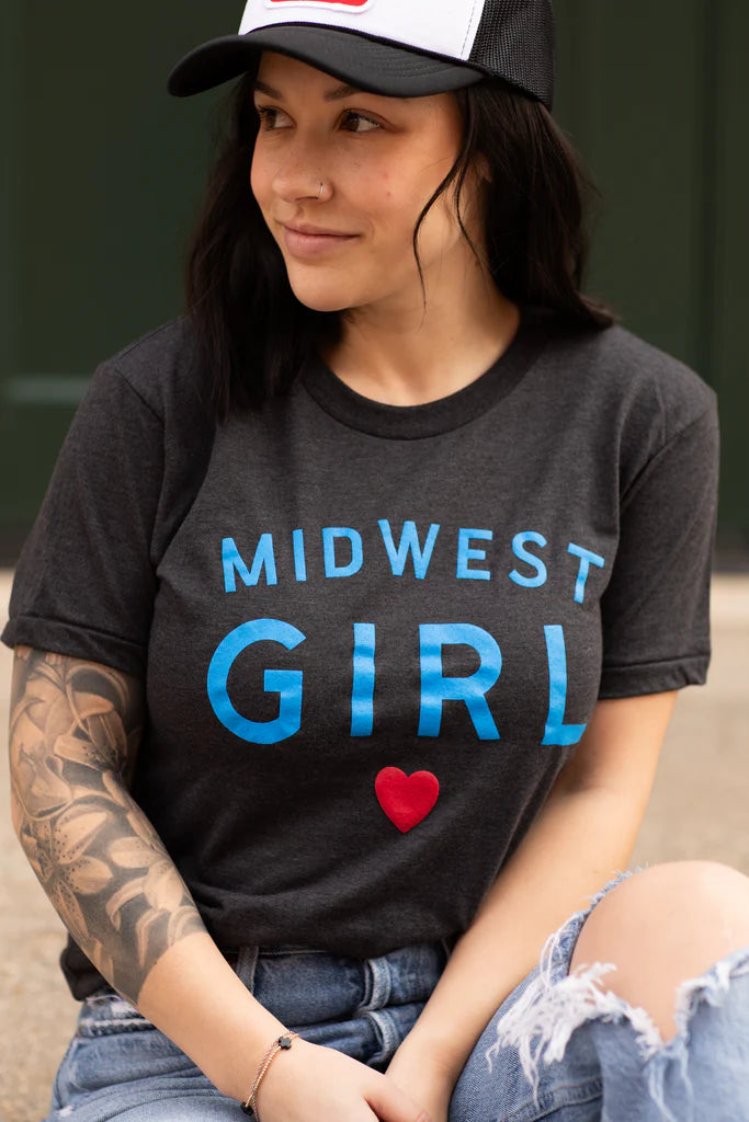 Midwest Girl Tee in Washed Black