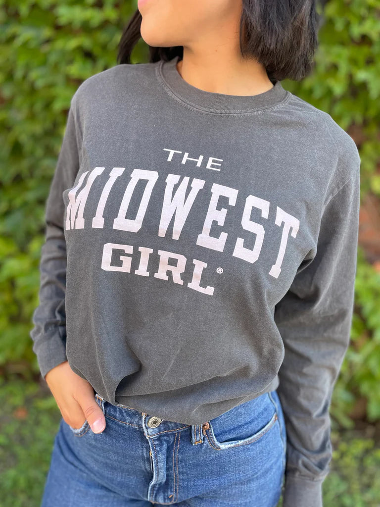 The Midwest Girl Long Sleeve Tee, Pepper